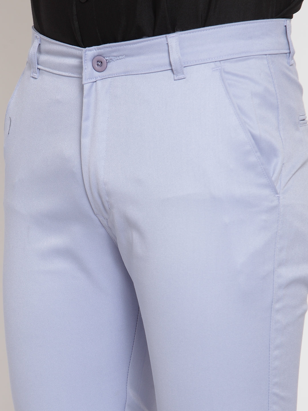 Jainish Men's Blue Tapered Fit Formal Trousers | Swadesiicart