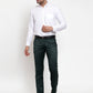 Jainish Men's Olive Tapered Fit Formal Trousers | Swadesiicart