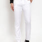 Jainish Men's White Tapered Fit Formal Trousers | Swadesiicart