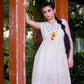 Aayaa Designer Multi Thread Hand Work Khadi Cotton One Piece Dress - Off White