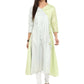 Ahalyaa Women Lime Green & Off-White Printed A-Line Kurta | Swadesiicart