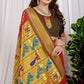 Jyoti Fashion Women's Maroon Paithani Silk Zari Woven Saree with Blouse | Swadesiicart