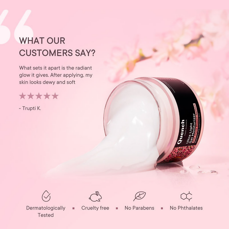 Quench Ultra Light Gel Moisturizer With 2% Niacinamide & Cherry Blossom For Intense Brightening | Swadesiicart