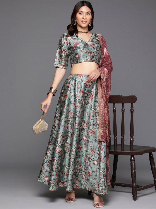 Ahalyaa women's wear Traditional wear lehenga choli - Green | Swadesiicart