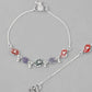 VOJ Set of 2 Silver Plated Designer Multi Color Anklet - Swadesiicart