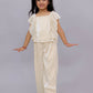 Lil Drama Glam Up Girls Beige Party Top and Pant Set | Swadesiicart