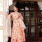 Vaasva Women Cream Organza Floral Print & Embroidered Anarkali Kurta, Pant & Dupatta set | Swadesiicart
