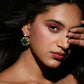 Green Gold-Polished Kundan Studs Earrings - Ruby Raang | Swadesiicart