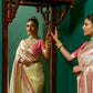 Vishnu Weaves Women's Cream Paithani Silk Zari Woven Saree with Unstitched Blouse - Swadesiicart