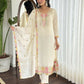 Cream Viscose chanderi Stitched Suit With Dupatta - Tanisha | Swadesiicart