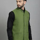 Even Apparels Nehru Jacket With Welt Pockets - Olive | Swadesiicart