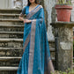 Vishnu Weaves Women's Firozi Soft Tissue Silk Zari Woven Saree with Blouse - Swadesiicart