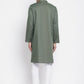 Even Apparels Green Color Linen Men's Kurta With Band Collar | Swadesiicart