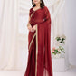 Maroon Rangoli Silk Solid, Lace Border Ready To Wear Saree - Kashvi | Swadesiicart