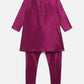 Ahalyaa Purple Poly Silk Solid Kids Kurta Churidar Set For Boys | Swadesiicart
