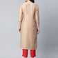 Ahalyaa Women Beige Colour Chanderi Printed Kurta Pant Set | Swadesiicart