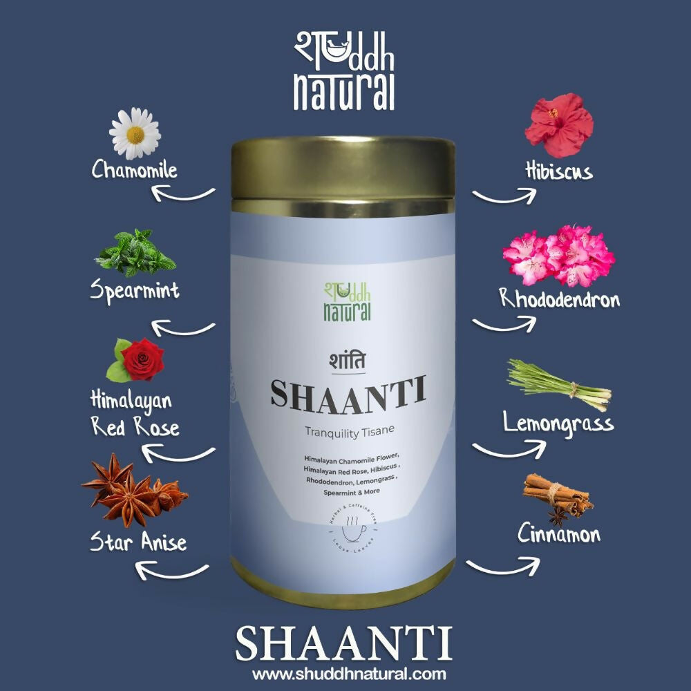 Shuddh Natural Calming Stress Relief Inside-Out Detox Shaanti Floral Tisane | Swadesiicart