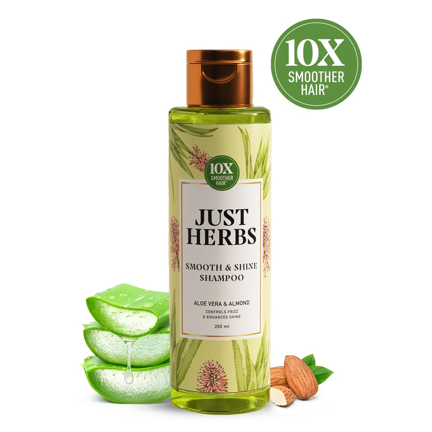 Smooth & Shine Shampoo for Dry and Frizzy Hair| Aloe Vera, Almond, Rice Protein & 12 Herbs