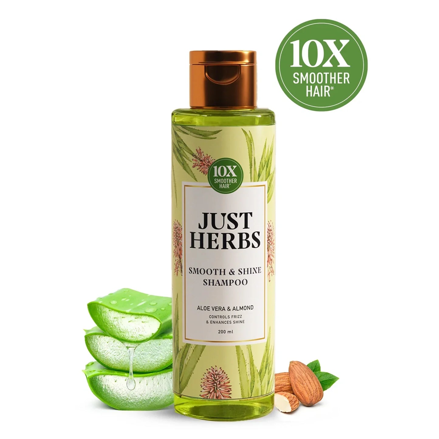 Smooth & Shine Shampoo for Dry and Frizzy Hair| Aloe Vera, Almond, Rice Protein & 12 Herbs