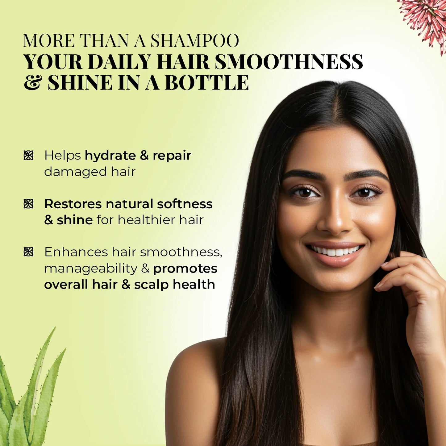 Smooth & Shine Shampoo for Dry and Frizzy Hair| Aloe Vera, Almond, Rice Protein & 12 Herbs (Copy)