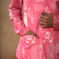 Botanical Architecture Traditional Printed Silk Nehru Jacket Set by Hilo Design