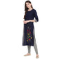 NOZ2TOZ Women's Blue & Grey Kurta- (1pc set) - Swadesiicart