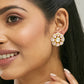 Nuyug 22K Gold-Plated Pink Kundan Studded & Beaded Floral Shaped Studs | Swadesiicart