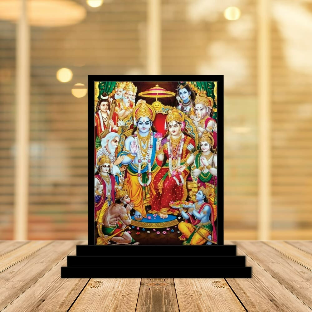 Vprint Quality Ram Darbar Wooden Car Dashboard Idol - Swadesiicart