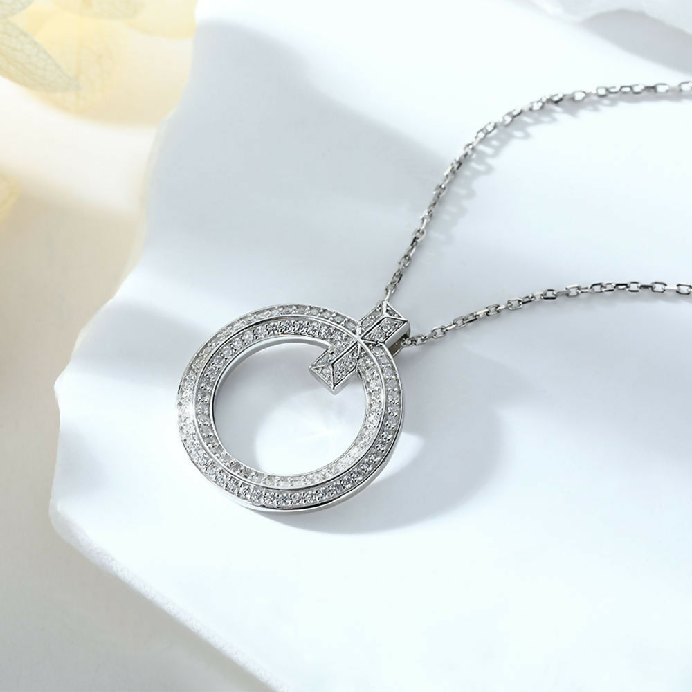 Cauer Elegant 14K White Gold Plated Moissanite Pendant Necklace | Swadesiicart