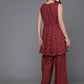 Ahalyaa Women Printed Tunic with Palazzos - Maroon Color | Swadesiicart