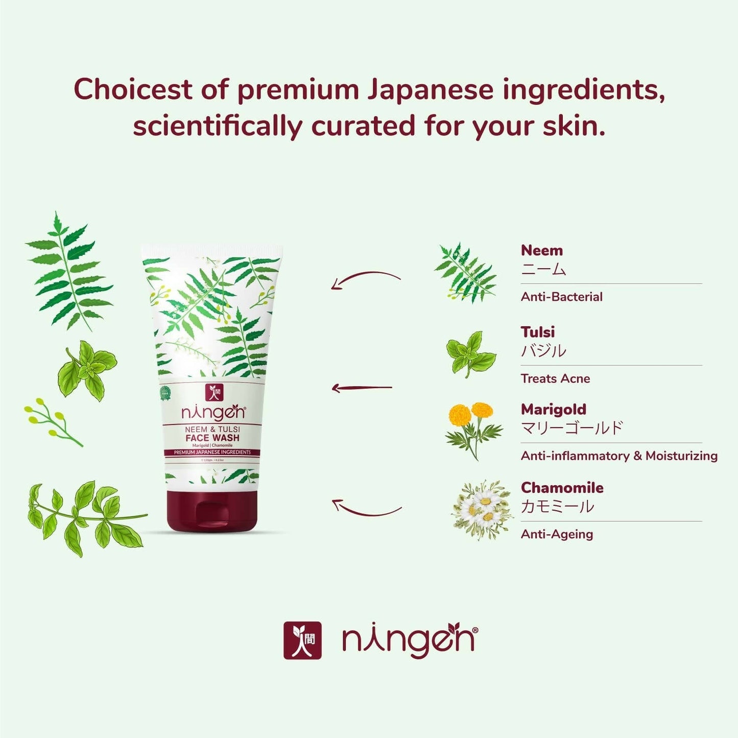 Ningen Neem and Tulsi Face Wash - Swadesiicart