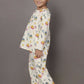 Breathables Kids Cotton Turtle Print Co-Ord Night Suit – White & Multi-Color