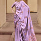Lilac Purple Pure Satin Zari Weaving Wedding Festive Saree - Emponline | Swadesiicart