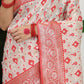 Shree Shyam Fashion Linen Cotton Red & White Saree