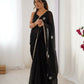 Black Fendy Designer Beads Moti,Val Sequence Work Saree - Siara