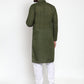 Jompers Men Olive Green Chikan Kurta Only | Swadesiicart