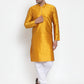 Jompers Men's Yellow Jacquard Kurta Payjama Sets | Swadesiicart