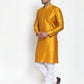 Jompers Men's Yellow Jacquard Kurta Only | Swadesiicart