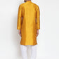 Jompers Men's Yellow Jacquard Kurta Payjama Sets | Swadesiicart
