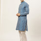 Jompers Men's Blue Printed Jacquard Kurta Payjama Sets | Swadesiicart