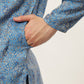 Jompers Men's Blue Printed Jacquard Kurta Payjama Sets | Swadesiicart