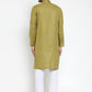 Jompers Men Olive Green & White Solid Kurta with Churidar | Swadesiicart
