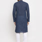 Jompers Men Blue Cotton Printed Kurta Only | Swadesiicart