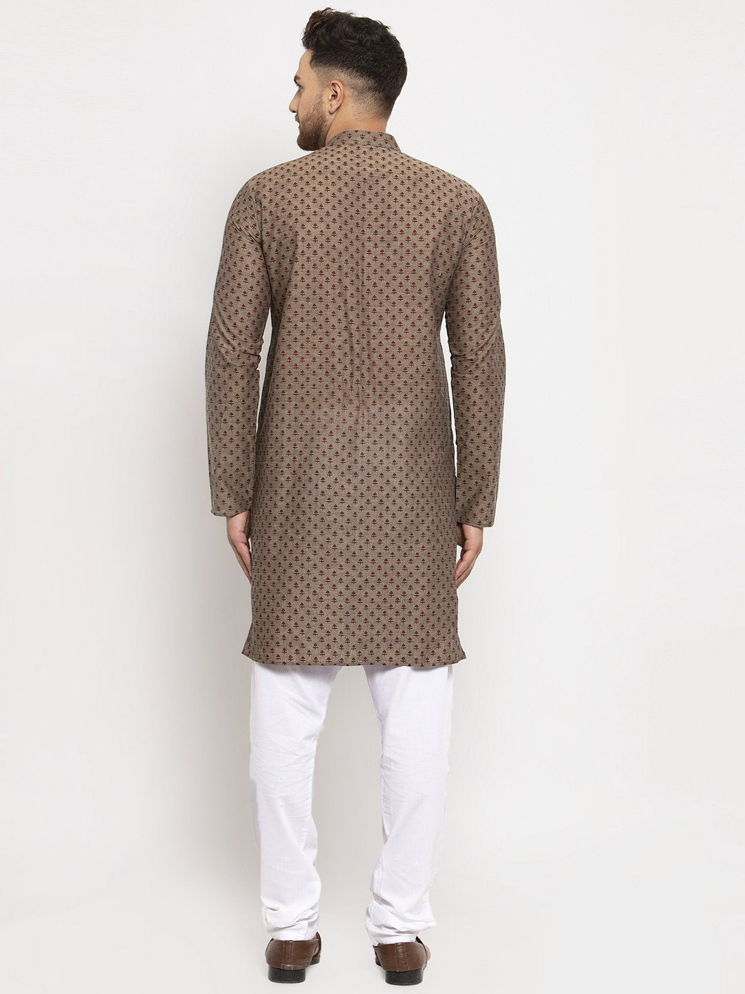 Jompers Men Grey Cotton Printed Kurta Only | Swadesiicart