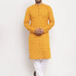 Jompers Men Yellow & White Cotton Printed Kurta Only | Swadesiicart