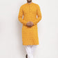 Jompers Men Yellow & White Cotton Printed Kurta with Pyjamas | Swadesiicart