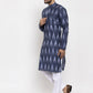 Jompers Men Blue Woven Design Ikkat Straight Kurta Only | Swadesiicart