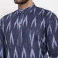 Jompers Men Blue Woven Design Ikkat Straight Kurta Only | Swadesiicart