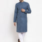 Jompers Men Blue Self Design Kurta with Pyjamas | Swadesiicart