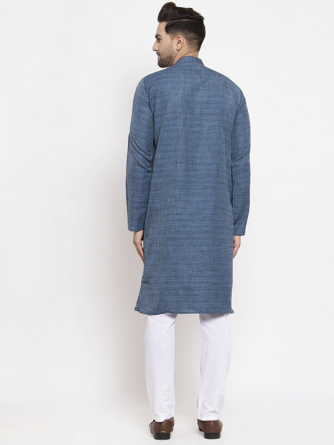 Jompers Men's Blue Self Design Kurta Only | Swadesiicart